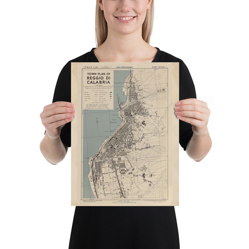 Old Reggio Calabria Italy Map (1943) Vintage Italian City Atlas Poster -  Etsy