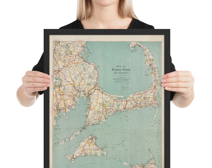 Vintage Cape Cod Map 1917 Coastal Massachusetts Atlas Poster - Etsy
