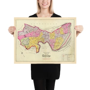 Old Cambridge MA Map (1903) Vintage Middlesex County Massachusetts City Atlas Poster