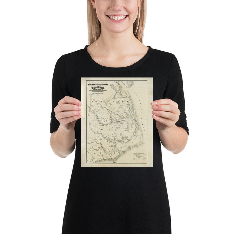 Old Outer Banks NC Map (1866) Vintage North Carolina Coast Atlas Poster