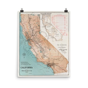 Old California Railroad Map (1908) Vintage Golden State Railway Atlas Poster