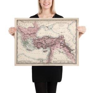 Vintage Turkish Empire Map (1865) Old Ottoman Occupied Lands Atlas Poster