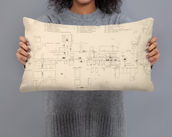 Colonial Williamsburg Map (1781) Historic Virginia Landmarks Basic Pillow