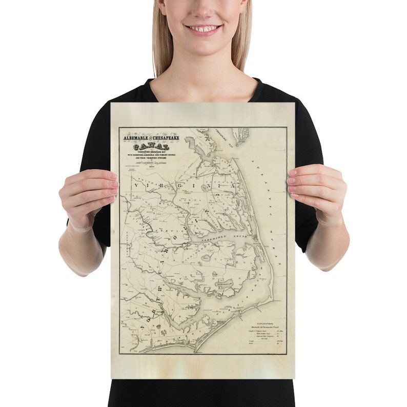 Old Outer Banks NC Map (1866) Vintage North Carolina Coast Atlas Poster