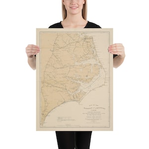 Old Outer Banks NC Map (1897) Vintage North Carolina Coast Atlas Poster