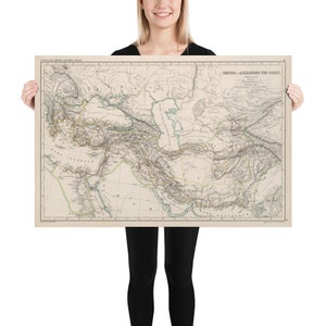 Alte Alexander Die große Karte (1873) Vintage Mazedonische Empire Atlas Poster