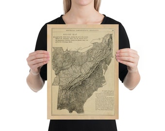 Old Appalachian Trail Map (1877) Vintage Appalachia Mountains Atlas Poster