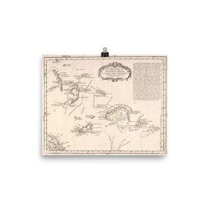 Türken und Caicos Vintage Map (1782) Lucayan Archipel Old Atlas Poster