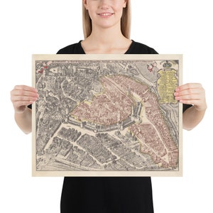 Alte Bautzen Deutschland Karte (1709) Vintage Stadt Budissin Atlas Poster