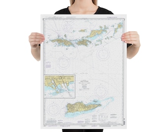 Virgin Islands Map (1996) St Thomas, St John, St Croix, Tortola, Virgin Gorda Atlas Poster