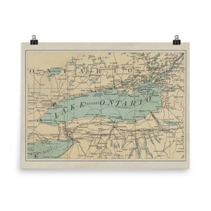 Carte des phares du vieux lac Ontario (1898) Affiche de la carte nautique des Grands Lacs