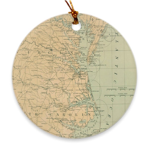 Old Outer Banks & Chesapeake Bay Lighthouse Map (1897)  Ornaments