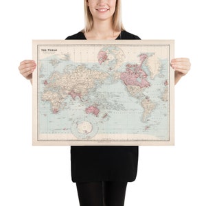 旧大英帝国の世界地図（1887年）ヴィンテージ植民地イングランド地図帳ポスター