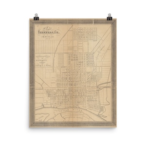 Stara mapa Savannah, GA (1869) Plakat z zabytkowym atlasem miasta i ulic Georgii