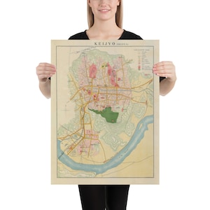 Alte Seoul Südkorea Karte (1939) Vintage koreanische Hauptstadt Atlas Poster