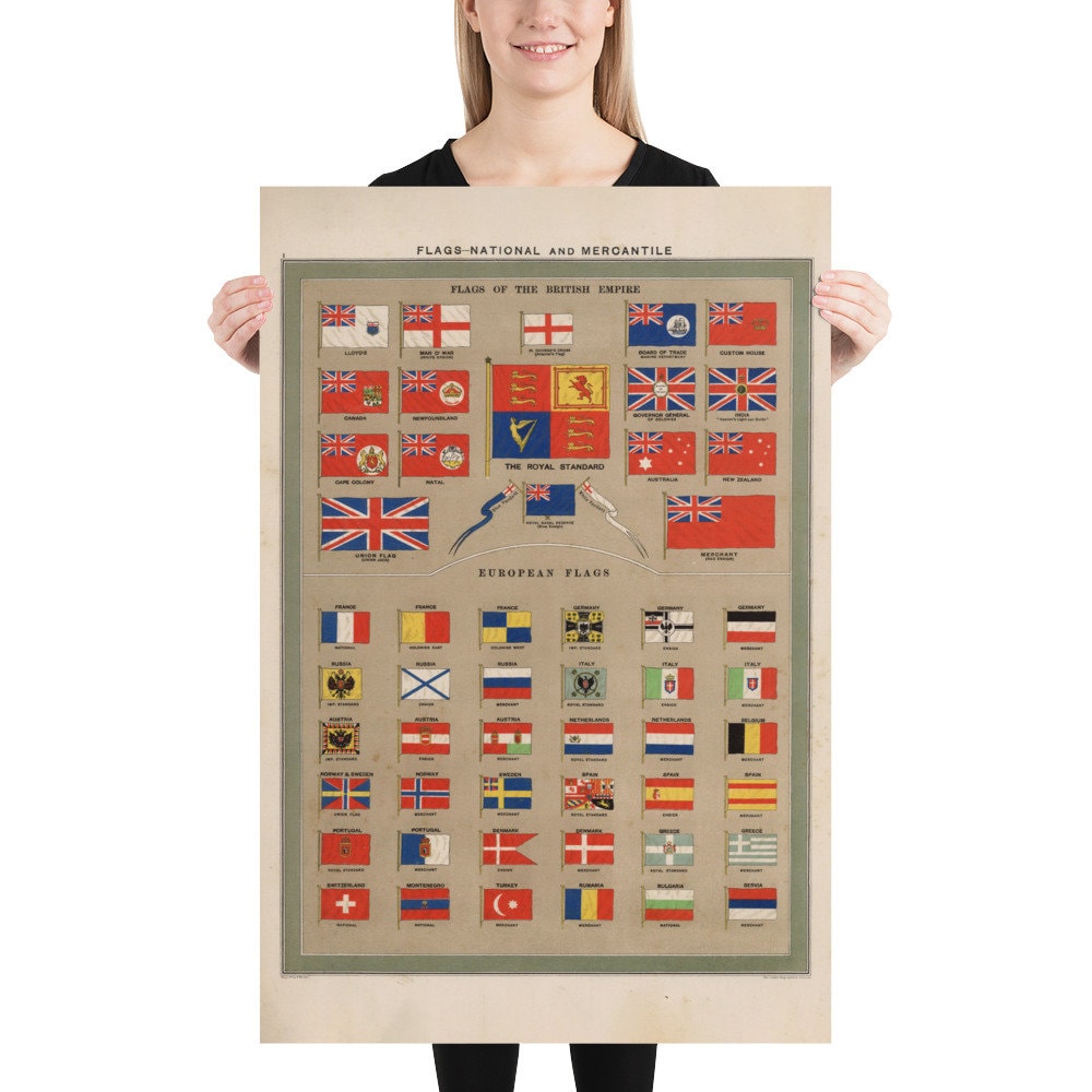 old-british-empire-european-country-flags-chart-1905-poster-etsy