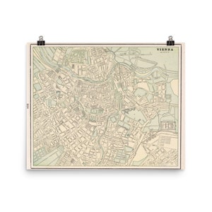 Vintage Vienna Austria Map (1901) Old Austrian Capital City Atlas Poster