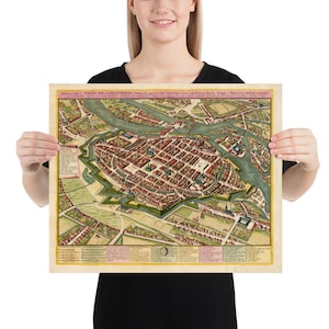 Old Wroclaw Poland Map (1752) Vintage Breslau City & Street Atlas Poster