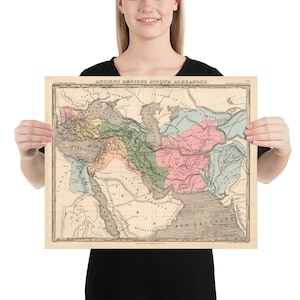 Alte Alexander das große Reich Karte (1838) Vintage mazedonischen Königreich Atlas Poster