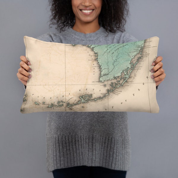 Florida Keys Map (1883) Vintage Nautical Atlas Basic Pillow