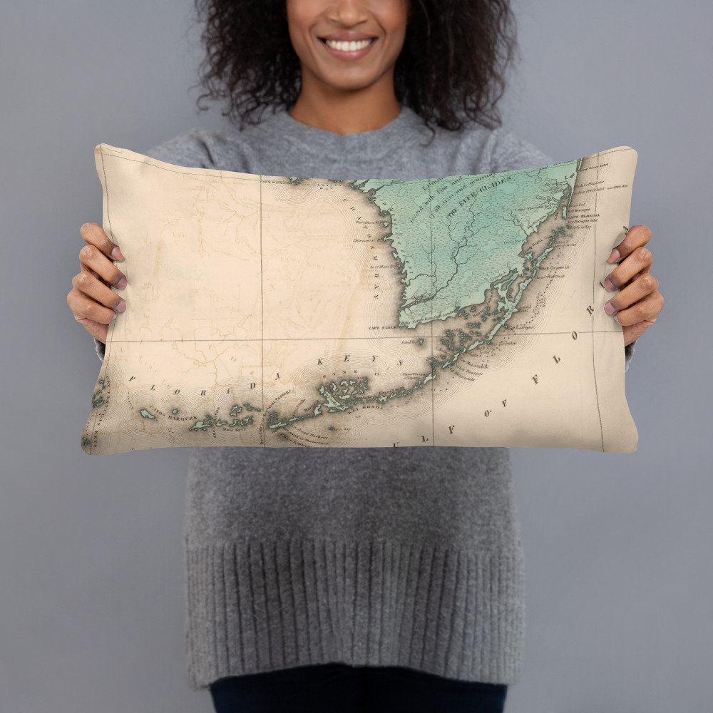 Florida Keys Map (1883) Vintage Nautical Atlas Basic Pillow