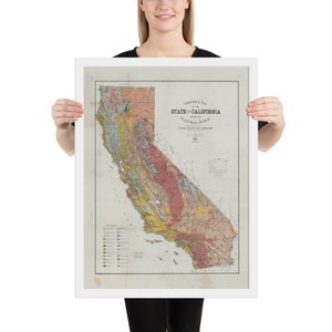 Mappa geologica della California (1906) Vecchio atlante geologico CA Poster incorniciato