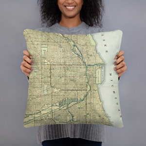 Old Chicago Map (1911) Vintage Windy City - Chi-town Atlas Basic Pillow