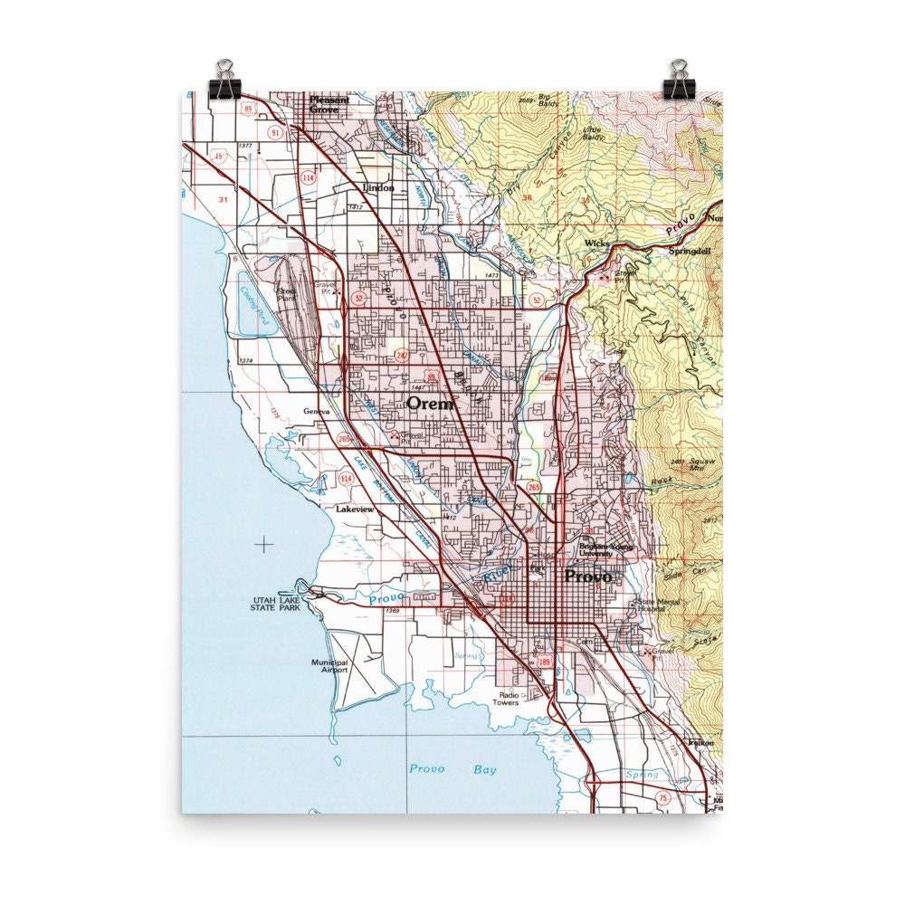 Map Of Provo Utah Provo & Orem Ut Map 1986 Utah Valley Cities Atlas Poster | Etsy Australia