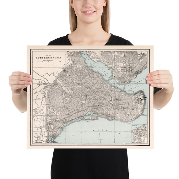古いコンスタンティノープル地図 (1893) ヴィンテージ イスタンブール