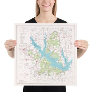 Pôster Mapa da Floresta Nacional de Angelina (1974) Vintage Texas Woodland Reserve Atlas