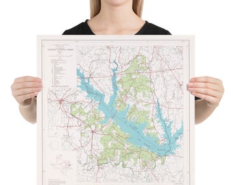 Angelina National Forest Map (1974) Vintage Texas Woodland Reserve Atlas Poster