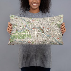 Vintage Berlin Map Pillow (1905) Germany Capital City Street Atlas