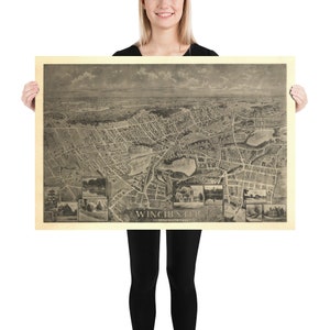 Antiguo mapa de Winchester MA (1898) Póster vintage del atlas de la ciudad de Middlesex del condado de Massachusetts
