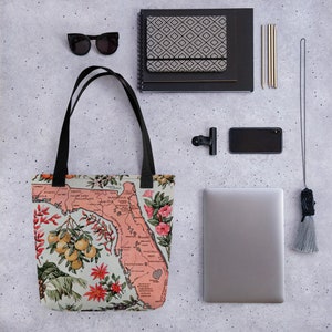 Vintage Florida Kaart (1917) Vegetatie Illustratieve Atlas Tote bag