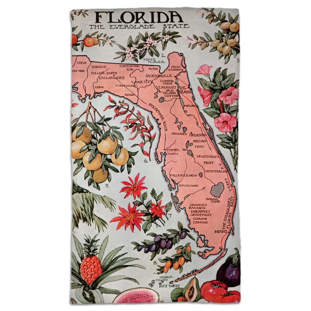 Map of Florida 1917 public domain vintage Wrapping Paper by antiqueART