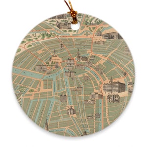 Carte de la vieille Amsterdam Pays-Bas (1883) vintage Holland City Atlas Ornements