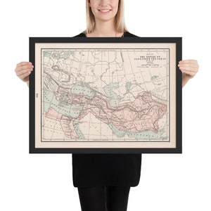 Alte Alexander der Große Karte (1901) Vintage Mazedonisches Reich Atlas Gerahmtes Poster