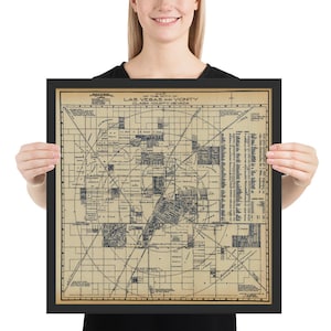 Las Vegas NV Carte (1920) Old Sin City Nevada Atlas Framed affiche