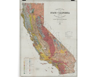 Geological Map of California (1906) Old CA Geology Atlas Poster