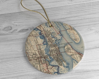 St. Augustine Florida Vintage Map (1937) FL Spanish Settlement Atlas  Ornaments