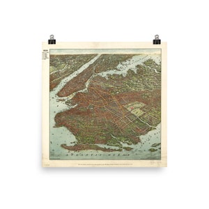 Old Brooklyn NY Map (1908) vintage NYC Suburb Atlas Poster
