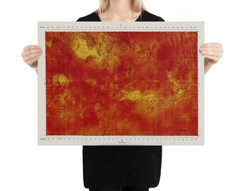 Venus Planetary Surface Map (1990) 2nd Planet from the Sun Atlas Poster