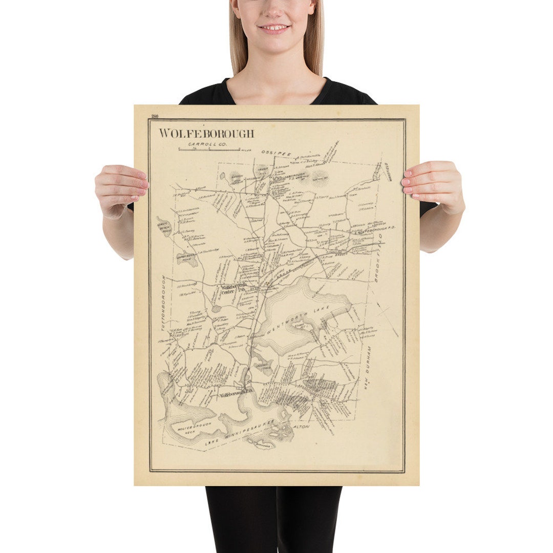 Old Wolfeboro NH Map 1892 Vintage Lake Winnipesaukee Resort Town Atlas