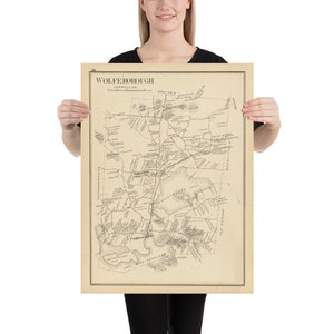 Alter Wolfeboro NH Stadtplan (1892) Vintage Lake Winnipesaukee Resort Town Atlas Poster