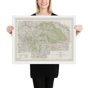 Alte St Joe National Forest Karte (1935) Vintage Idaho Woodland Reserve Atlas gerahmt Plakat