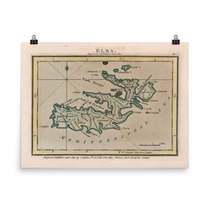 Alte Elba Italien Karte (1800) Vintage Toskanische Insel Atlas Poster