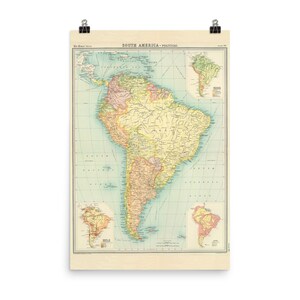 Old South America Map (1922) Vintage Latin America Atlas Poster image 6