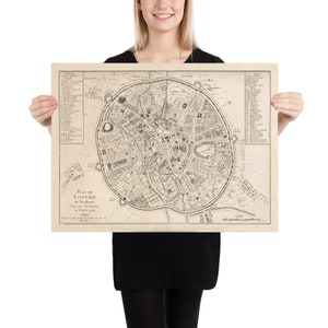 Alte Löwen Belgien Karte (1746) Vintage Löwen Stadt Atlas Poster