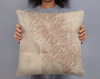 Old Glacier National Park Map (1914) Vintage Montana Natural Reserve Atlas Basic Pillow