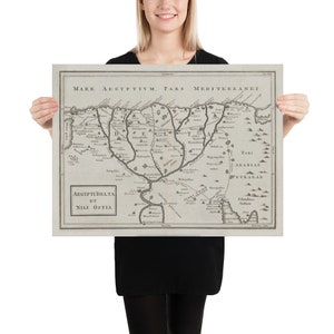 Alte Nil-Delta Karte (1700er Jahre) Vintage Ägypten Fluss Becken Atlas Poster